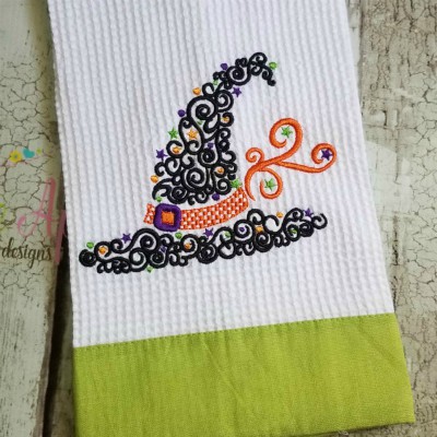 swirly witch hat embroidery design